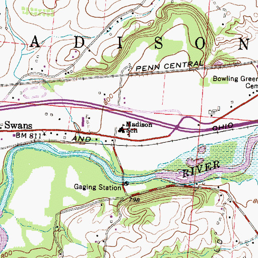 Topographic Map of Madison School, OH