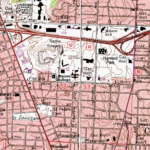 Topographic Map of Malone College, OH
