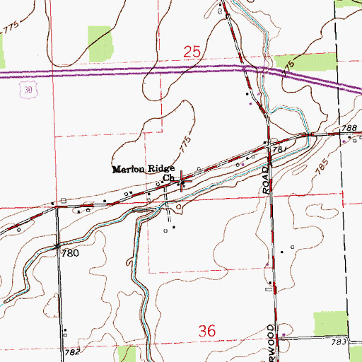 Topographic Map of Marion Ridge Church, OH