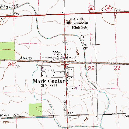 Topographic Map of Mark Center, OH