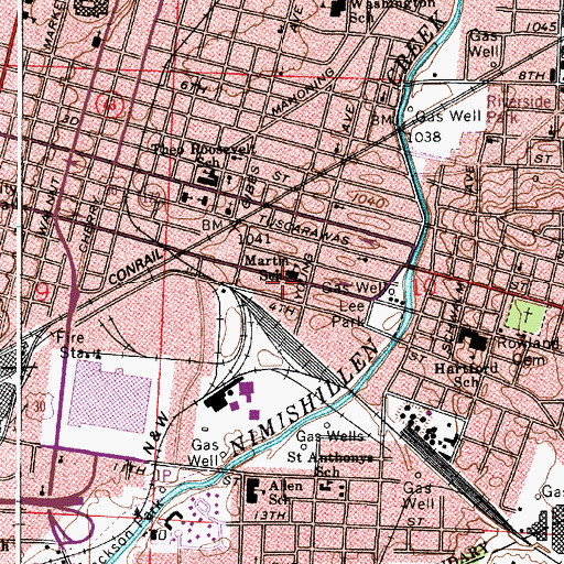 Topographic Map of Martin School, OH