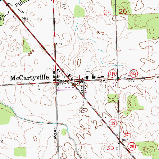 Topographic Map of McCartyville, OH