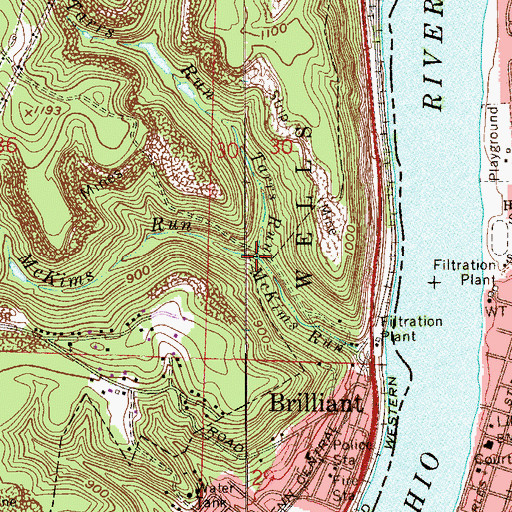 Topographic Map of McKims Run, OH