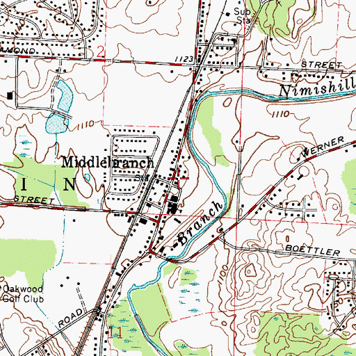 Topographic Map of Middlebranch, OH