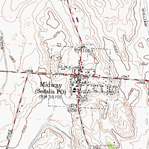 Topographic Map of Midway, OH