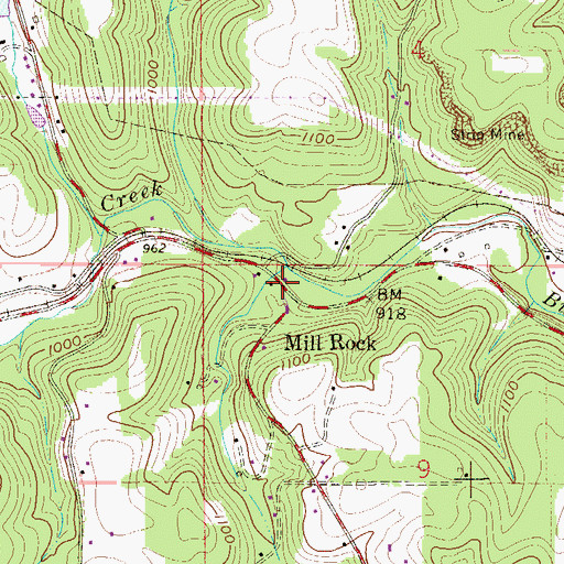 Topographic Map of Mill Rock, OH