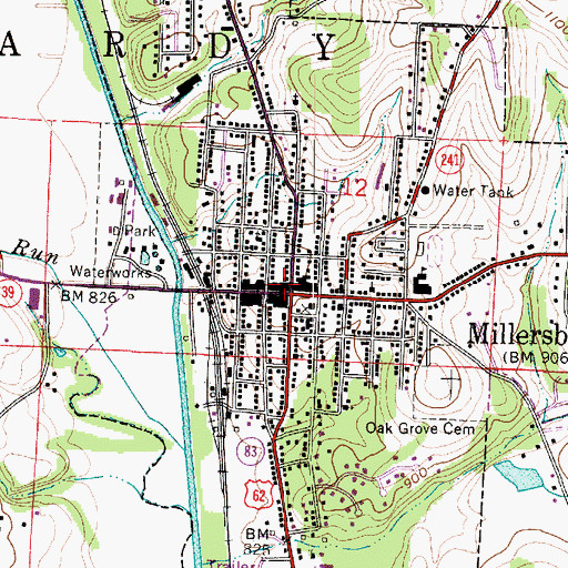 Topographic Map of Millersburg, OH