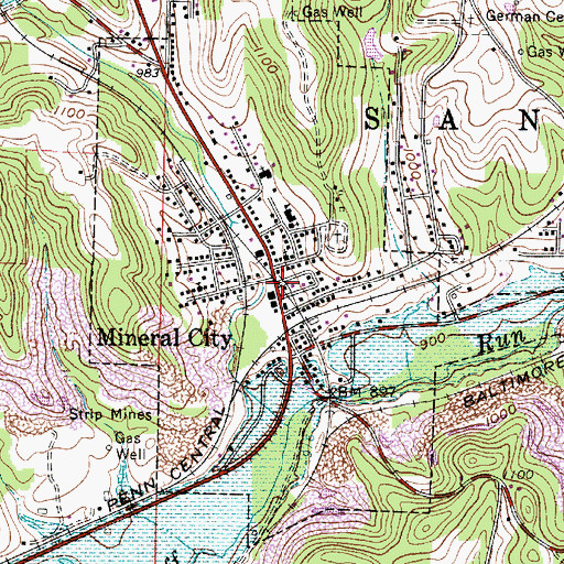 Topographic Map of Mineral City, OH