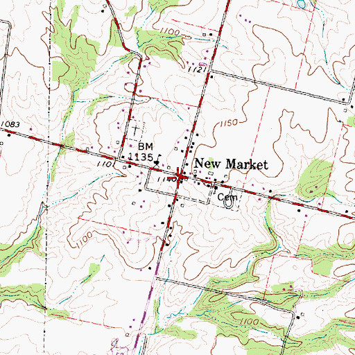 Topographic Map of New Market, OH