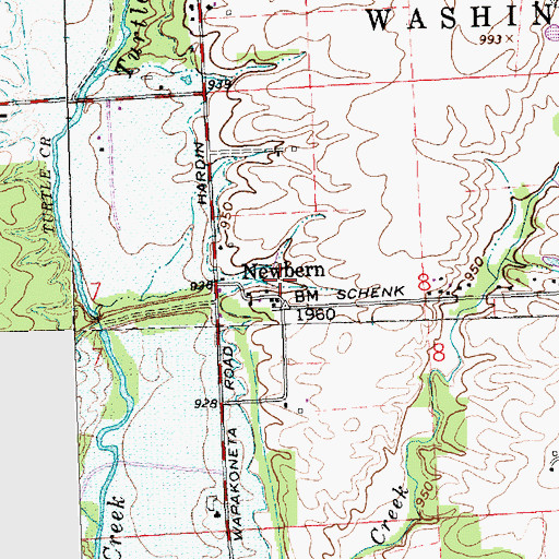Topographic Map of Newbern, OH