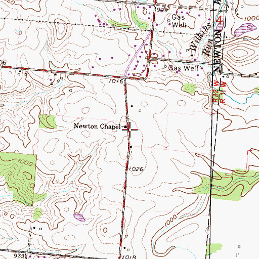 Topographic Map of Newton Chapel, OH