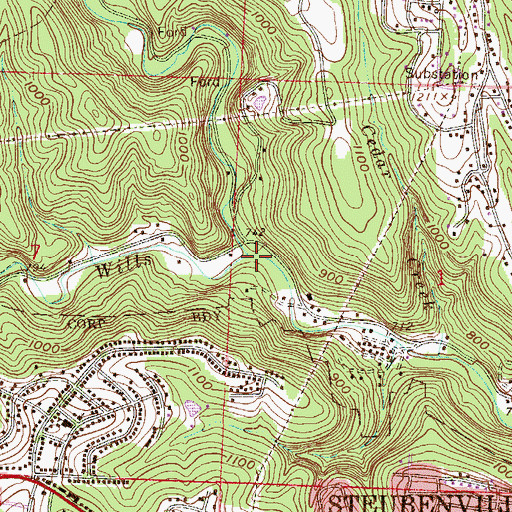 Topographic Map of North Fork Wills Creek, OH