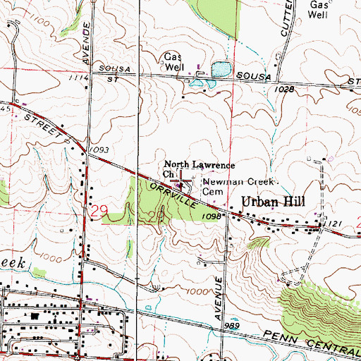 Topographic Map of North Lawrence Church, OH