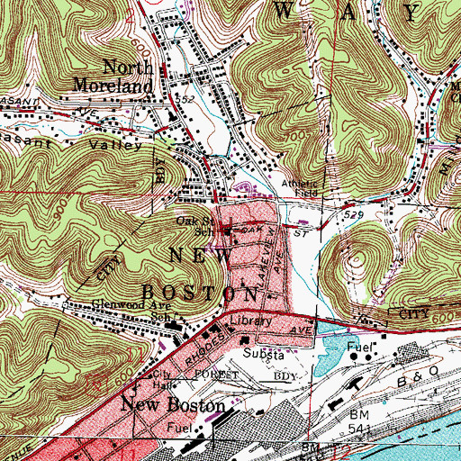 Topographic Map of Oak Street School, OH