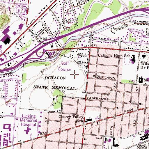 Topographic Map of Octagon State Memorial, OH