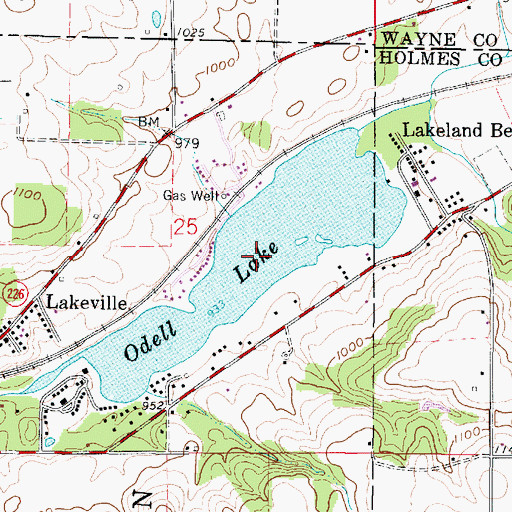 Topographic Map of Odell Lake, OH
