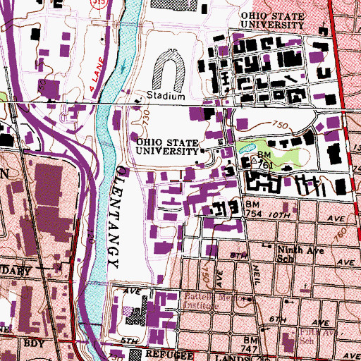 Topographic Map of Ohio State University, OH