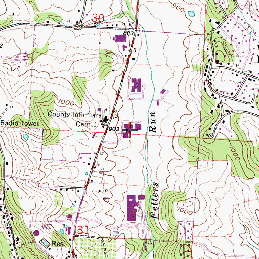 Topographic Map of Ohio University-Lancaster, OH