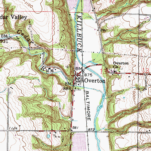 Topographic Map of Overton, OH