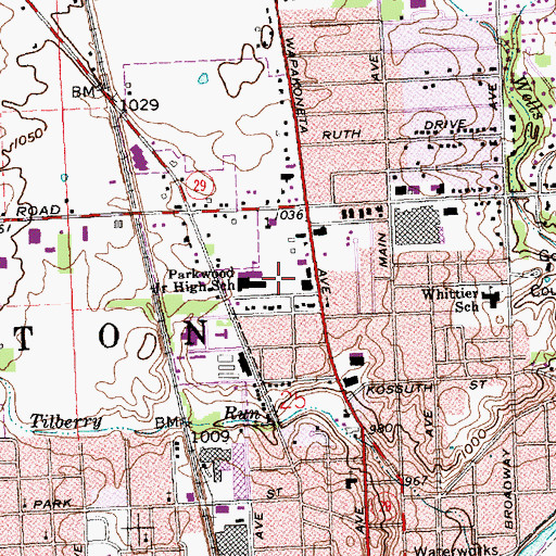 Topographic Map of Northwood Middle School, OH
