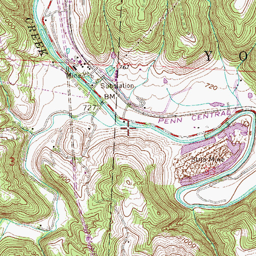 Topographic Map of Pea Vine Creek, OH
