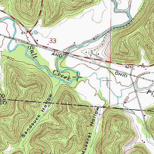 Topographic Map of Pigeon Creek, OH