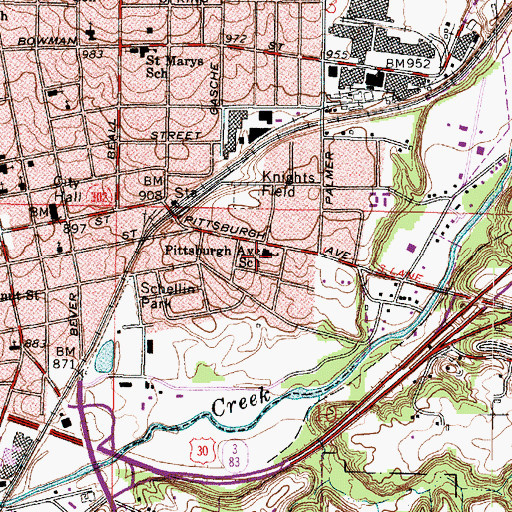 Topographic Map of Pittsburgh Avenue School, OH