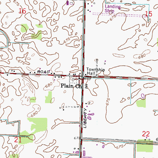 Topographic Map of Plain Church, OH