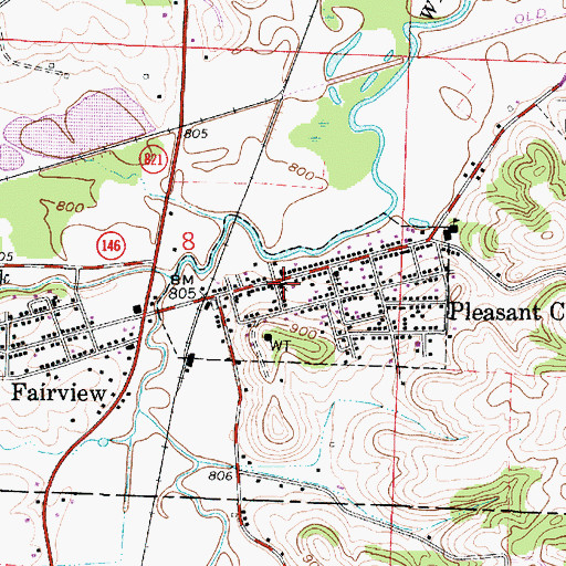 Topographic Map of Pleasant City, OH