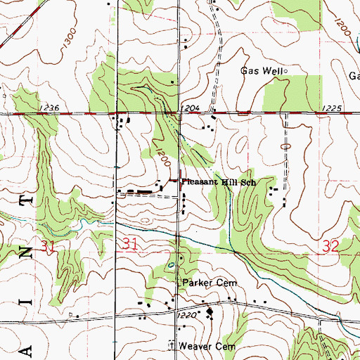 Topographic Map of Pleasant Hill School, OH