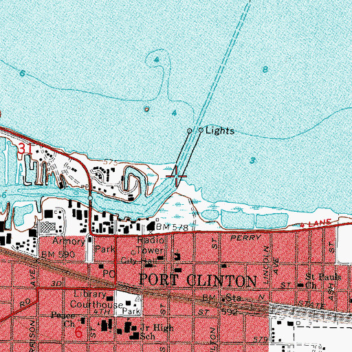 Topographic Map of Portage River, OH