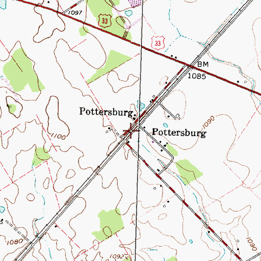 Topographic Map of Pottersburg, OH