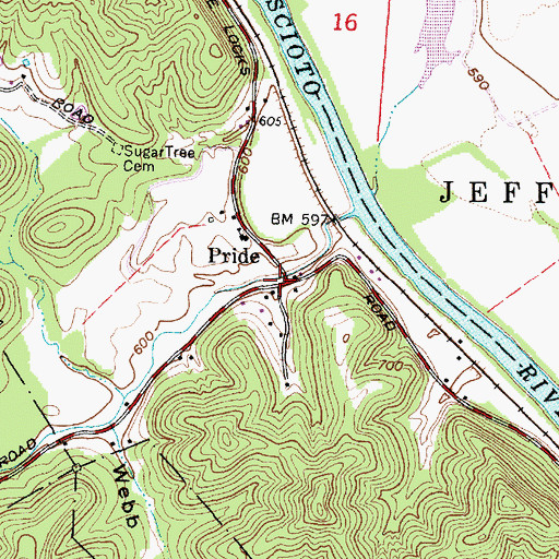Topographic Map of Pride, OH