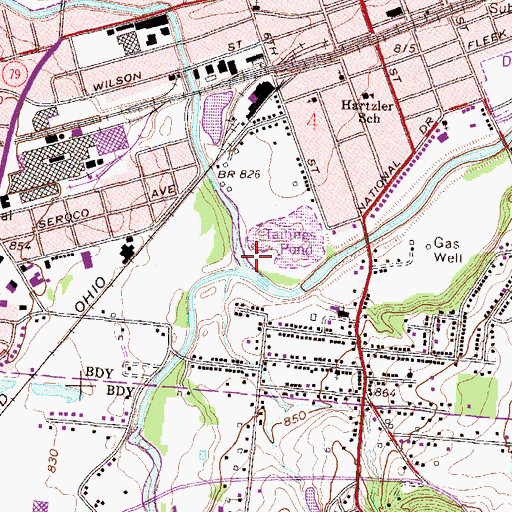 Topographic Map of Raccoon Creek, OH
