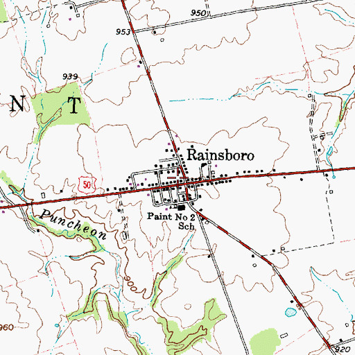 Topographic Map of Rainsboro, OH
