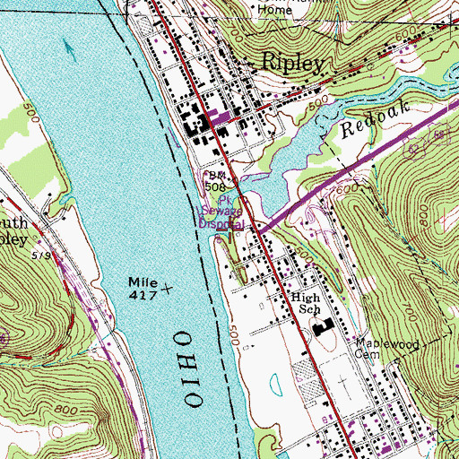 Topographic Map of Redoak Creek, OH