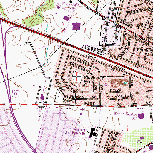 Topographic Map of Ridgebury Park, OH