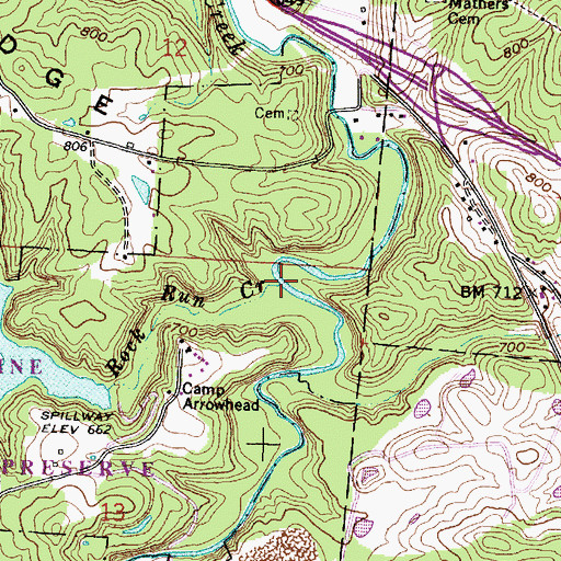 Topographic Map of Rock Run Creek, OH