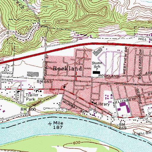 Topographic Map of Rockland, OH