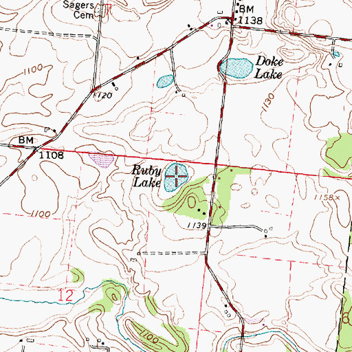 Topographic Map of Ruby Lake, OH