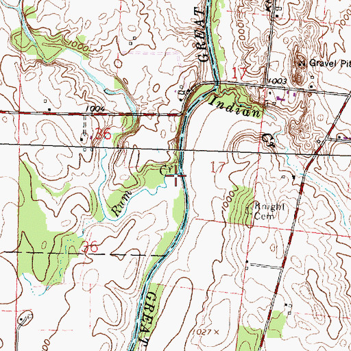Topographic Map of Rum Creek, OH