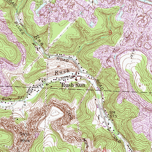 Topographic Map of Rush Run, OH