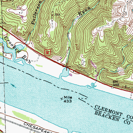 Topographic Map of Ryan Run, OH