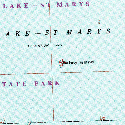 Topographic Map of Safety Island, OH