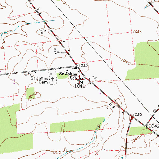 Topographic Map of Saint Johns School, OH