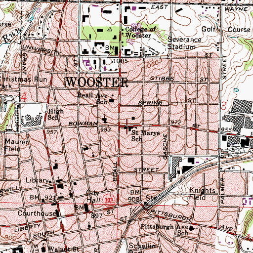 Topographic Map of Saint Marys School, OH
