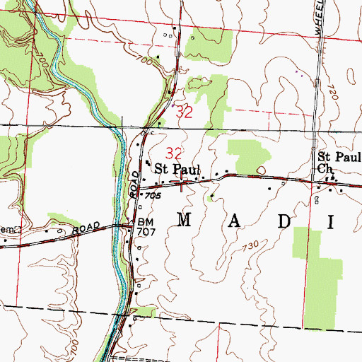 Topographic Map of Saint Paul, OH