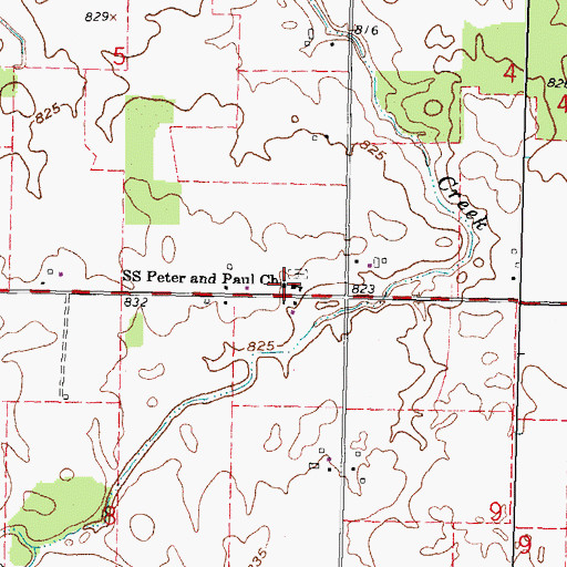 Topographic Map of Saints Peter and Paul Church, OH