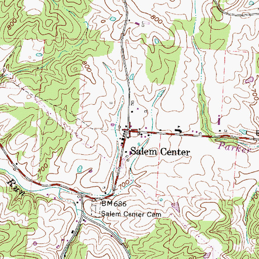 Topographic Map of Salem Center, OH