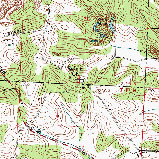 Topographic Map of Salem United Church of Christ, OH